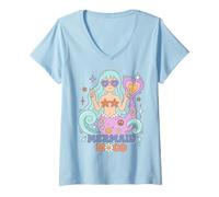 Donna Mermaid Mood Ocean Peace Vibes Maglietta con Collo a V