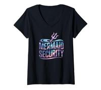 Donna Mermaid Security Maglietta con Collo a V