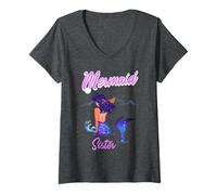 Donna Mermaid Sister Mermaid Themed Party Maglietta con Collo a V
