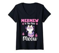 Donna Mermew Mercat - Sirena Gatto Maglietta con Collo a V