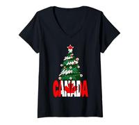 Donna Merry Christmas Canada Canadian Christmas Tree Uomini Donne Maglietta con Collo a V