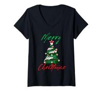 Donna Merry Christmas Canada Canadian Christmas Tree Uomini Donne Maglietta con Collo a V