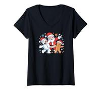 Donna Merry Christmas Maglietta con Collo a V