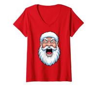 Donna Merry Christmas, Xmas Santa Claus Meme Maglietta con Collo a V