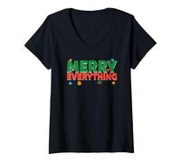 Donna Merry Everything Merry Season for Christmas Shoppers Maglietta con Collo a V