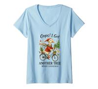 Donna Merry Goosemas Oops I Got Another Tree Christmas Goose Maglietta con Collo a V
