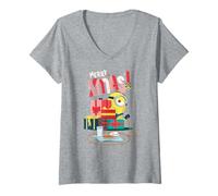 Donna Merry Xmas Minion Holiday Fun Cheer Maglietta con Collo a V