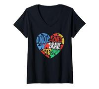 Donna Mese della Giornata mondiale della sensibilizzazione sull'autismo Supporto all"ADHD Maglietta con Collo a V