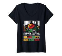 Donna Mese della Storia Nera Giugno Blackity Maglietta con Collo a V