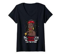 Donna Mese della Storia Nera Mese Afro Africano Sono La Tempesta Maglietta con Collo a V