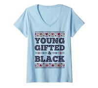 Donna Mese della Storia Nera Mese dei Giovani Doni E Afro Africani Maglietta con Collo a V
