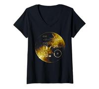 Donna Messaggio Voyager Golden Record Maglietta con Collo a V