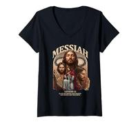 Donna Messia Gesù Cristo Bootleg Estetica Cristiana Maglietta con Collo a V