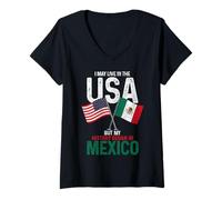Donna Messicano Americano La Mia Storia Iniziata In Messico Orgoglio Vintage Maglietta con Collo a V