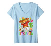 Donna Messicano Dab Fiesta Cinco de Mayo Party Fun Maglietta con Collo a V