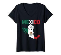 Donna Messico, bandiera, mappa, resistere, orgoglio messicano, chicano, chingona, migra Maglietta con Collo a V