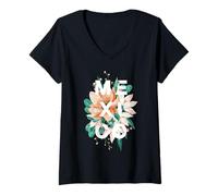 Donna Messico Floral Design Viva Mexico Heritage Maglietta con Collo a V