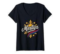 Donna Mestiza - metà Filippina - Bandiera delle Filippine - Donne Filippine Maglietta con Collo a V