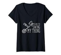 Donna Metal Detection Swing Thing Detectorist, Dirt Fishing Humor Maglietta con Collo a V