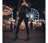 Donna Metallo Argento 2PCS Rétro Stivale Catena Braccialetti Scarpe Giglio Charm