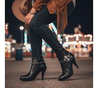 Donna Metallo Argento 2PCS Stivale Catenina Scarpe Giglio Lily Pendente Biker