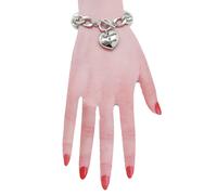 Donna Metallo Argento Catena Maglie Keep Calm & Carry On Braccialetto Moda Cuore