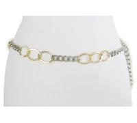 Donna Metallo Argento Catena Oro Collegamento Fine Settimana Look Dressy Cintura