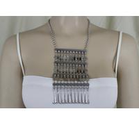 Donna Metallo Argento Massiccio Stile Etnico Moda Gioielli Collana Acqua Goccia