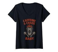 Donna Metallo Mamma Vita Rock And Roll Madre Rose Cranio Grunge Maglietta con Collo a V