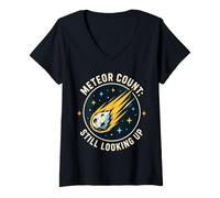 Donna Meteor Count Still Looking Up Astronomy Humor Maglietta con Collo a V