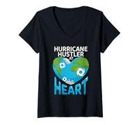 Donna Meteorologo Storm Chaser Hurricane Hustler At Heart Maglietta con Collo a V