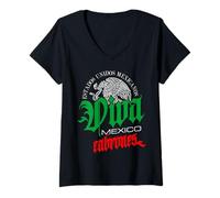 Donna Mexican Hispanic Siesta Pride México Eagle Emblem Patriotic Maglietta con Collo a V