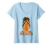Donna Mexican Mexicana Girl Mexico Flag Mexican Girlfriend Wife Maglietta con Collo a V