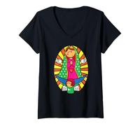 Donna Mexican Nuestra Señora Guadalupana Cartoon Patrona de México Maglietta con Collo a V