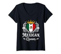 Donna Mexican Queen Mexico Flag Proud Mexican Woman Maglietta con Collo a V