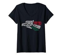 Donna Mexicans Souvenir Patriotic Azteca, Mayan Hecho en México Maglietta con Collo a V