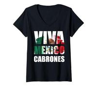 Donna Mexico Flag Mexican Roots Hispanic Siesta Pride Viva Mexico Maglietta con Collo a V