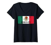 Donna México Souvenir Mexican Vacation License Plate Cinco de Mayo Maglietta con Collo a V