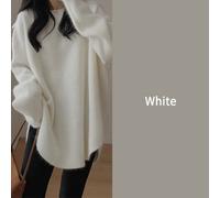 Donna Mezza Lunghezza Lavorato a Maglia Maglione Pullover Top Tinta Unita Lungo