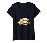 Donna Mezza Umana Mezza pagnotta di Banana Divertente Cottura Banana Amanti del Pane Maglietta con Collo a V