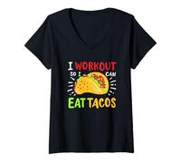 Donna Mi alleno per Poter Mangiare i Tacos Maglietta con Collo a V