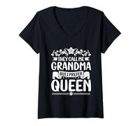 Donna Mi chiamano nonna ma preferisco la regina mamma nana mimi gigi Maglietta con Collo a V