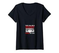 Donna Mi Chiamano Pazza Mamma Baseball Maglietta con Collo a V