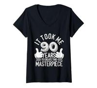 Donna Mi ci sono voluti 90 anni, capolavoro, 90 anni, 90° compleanno Maglietta con Collo a V