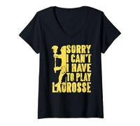 Donna Mi Dispiace Non Posso Devo Giocare a Lacrosse Maglietta con Collo a V
