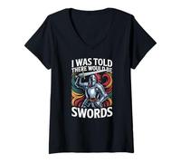 Donna Mi è Stato Detto Che Ci sarebbero State Spade Medieval Times Maglietta con Collo a V