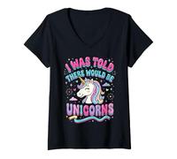 Donna Mi è Stato Detto Che Ci sarebbero Stati unicorni Maglietta con Collo a V