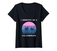 Donna Mi identifico Come Un Tramonto californiano Palm Trees Love CA Maglietta con Collo a V