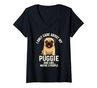 Donna Mi Interessa Solo Il Mio puggie Funny Pug Mom Dad Maglietta con Collo a V