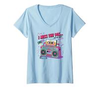 Donna Mi mancano le cassette Boombox degli anni '90 Funny Nostalgia Maglietta con Collo a V